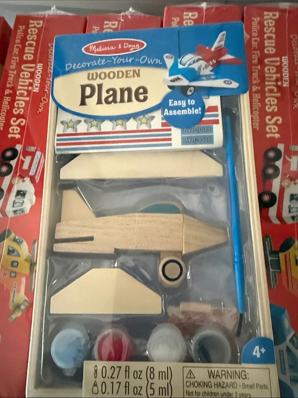 Melissa & Doug Natural Wood & Blue Decorate-Your-Own Plane Kit